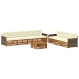 vidaXL Set de canapele de exterior cu pernă 8 pcs Natural și Crem 3383108