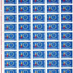 Romania 2003, LP 1603 x, Acordul UE, coala 50 timbre, MNH! LP 1250,00 lei. RARA!