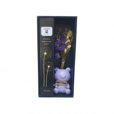 Set cadou femei: Difuzor aroma, Aramis + Vaza miniatura, mov, ceramica, 9 x 5.5 cm, forma ursulet +