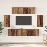 vidaXL Set comodă TV Pe perete cu depozitare cu ușă 6 pcs Lemn vechi Mediu