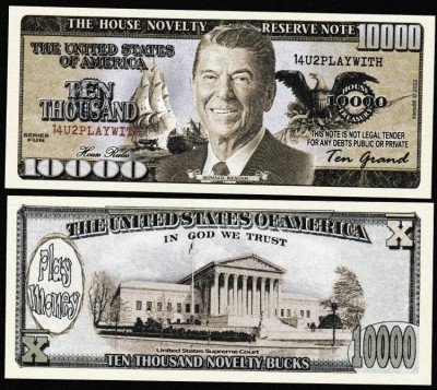 !!! SUA = FANTASY NOTE , PLAY MONEY = 10.000 DOLARI , REAGAN - 2022 - UNC foto