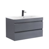 Mască de baie Cube 80 cu chiuvetă ceramică, 2 sertare, gri antracit