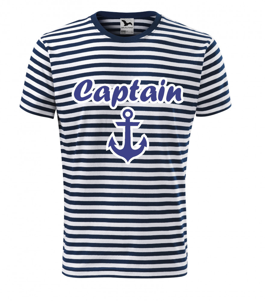 Tricou Sailor print "Captain" ancora marimi S, M, XL bumbac pt barbati,  Bleumarin | Okazii.ro