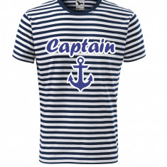 Tricou Sailor print "Captain" ancora marimi S, M, XL bumbac pt barbati