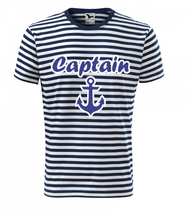 Tricou Sailor print &quot;Captain&quot; ancora marimi S, M, XL bumbac pt barbati