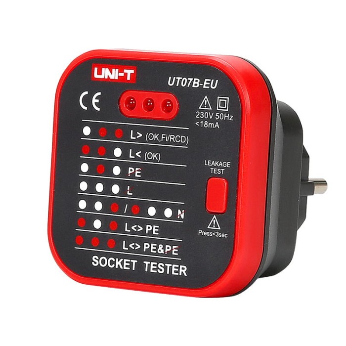 Tester UNI-T UT07B-EU, CAT II 1000V, CAT III 600V, EN 61010, Verificarea tensiunilor pe faza, nul si impamantare