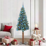 vidaXL Brad de Crăciun subțire cu 300 LED Verde și alb 180 cm 3394906
