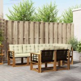 vidaXL Set de canapele de exterior cu pernă 7 pcs Natural și Crem 3368765