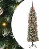 Cumpara ieftin Copac Artificial Slăb de Crăciun cu 300 LED Verde și alb 180 cm