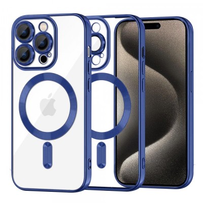 Husa MagSafe pentru Apple iPhone 15 Pro Max, Techsuit, Luxury Crystal, Albastra foto