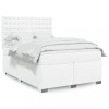 VidaXL Pat box spring cu saltea, alb, 140x190 cm, piele ecologică 3293021
