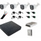 Kit profesional 4 camere supraveghere Full HD, Exterior + DVR 4 canale + Cablu + Sursa + Mufe/Conectori + HDD 1TB