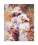 Cumpara ieftin Tablou canvas, Fete culegand flori, o zi minunata, 50x40cm, gata de agatat pe perete