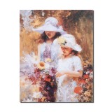Tablou canvas, Fete culegand flori, o zi minunata, 50x40cm, gata de agatat pe perete