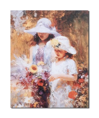 Tablou canvas, Fete culegand flori, o zi minunata, 50x40cm, gata de agatat pe perete foto