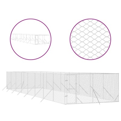 Padoc de exterior pentru caini argintiu 4x16x2m otel galvanizat foto