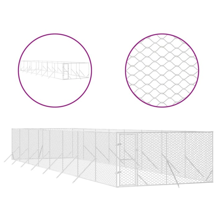 Padoc de exterior pentru caini argintiu 4x16x2m otel galvanizat
