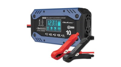 Qoltec Incarcator inteligent pentru acumulator STD AGM GEL LiFePO4 cu functie de reparatie |12-24V |10A | LCD | 9 moduri foto