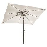 Outsunny Parasol de gradina parasol drept 3 x 2 m luminos rectangular inclinabil parasol LED solar otel poliester crem | Aosom Romania