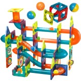 Set blocuri magnetice cu pista pentru bile, 96 piese, multicolor