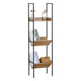 Etajera - Biblioteca Metalic cu 3 Rafturi din Stejar 40x27x150cm, Oem