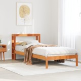 VidaXL Cadru de pat cu tăblie, maro ceruit, 90x200 cm, lemn masiv pin