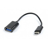 CABLU adaptor OTG GEMBIRD pt. smartphone USB 2.0 Type-C (T) la USB 2.0 (M) 16cm asigura conectarea telef. la o tastatura mouse HUB stick etc. negru &amp;q
