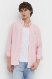 Cumpara ieftin Tommy Jeans cămașă din bumbac bărbați, culoarea roz, cu guler button-down, regular DM0DM19134