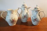 ROSENTHAL-CARAFA+CEAINIC+CAFETIERA DIN PORTELAN CU MODEL IN RELIEF-ROSENTHAL-GERMANIA ANII 60