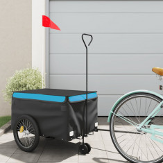 Remorca pentru biciclete, negru si albastru, 30 kg, fier GartenMobel Dekor