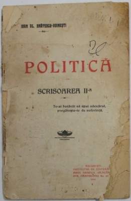 Ioan Al. Bratescu - Politica, Scrisoarea a II-a foto