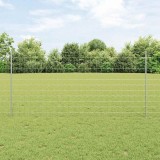 vidaXL Gard Euro cu 22 Piloni Argintii 1,2x25 m Oțel