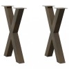 VidaXL Picioare de masă &icirc;n formă de X, 2 buc., oțel natural, 60 x (72-73) cm