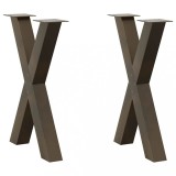 VidaXL Picioare de masă &icirc;n formă de X, 2 buc., oțel natural, 60 x (72-73) cm