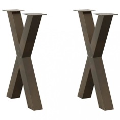 vidaXL Picioare de masă &icirc;n formă de X, 2 buc., oțel natural, 50x(72-73) cm