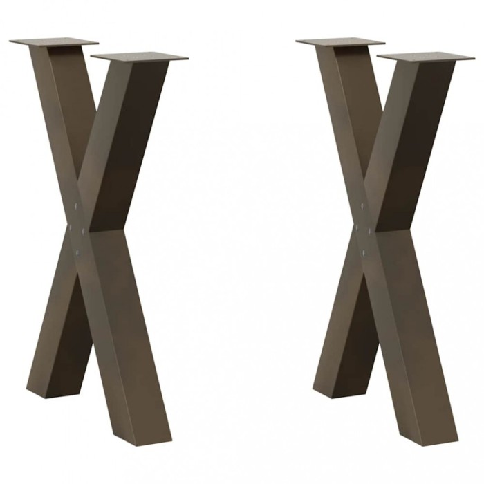 vidaXL Picioare de masă &icirc;n formă de X, 2 buc., oțel natural, 60 x (72-73) cm