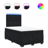 Cumpara ieftin Pat box spring cu saltea, negru, 120x200 cm, catifea