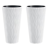 Cumpara ieftin Set 2 ghivece de flori, Sandy Slim, rotunde, inalte, 34.9x62 cm, alb, Prosperplast
