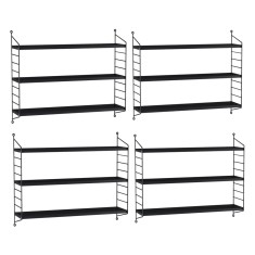 Set 4 buc raft perete Str&amp;auml;ngn&amp;auml;s 50x60x15cm otel negru [en.casa] HausGarden Leisure foto