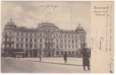 # 2438- Romania, Bucuresci carte post. clasica circulata 1905: Hotel Bulevard foto