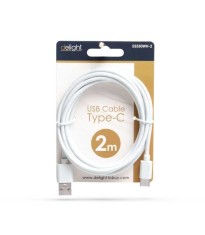 Cablu de date/incarcare USB-USB Type C alb 2m invelis siliconic delight 55550WH-2 foto