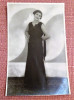 Tanara in rochie de seara. Fotografie tip carte postala - Foto-Paris, Galati, Alb-Negru, Romania 1900 - 1950, Portrete