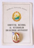 INSIGNA VETERAN DIN RAZBOIUL ANTIFASCIST CU BREVET VETERANILOR ARMATA MApN MFA ( CITITI DESCRIEREA )
