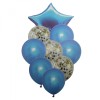 Buchet 9 baloane albastre din latex cu confetti Magic Star, Kidmania