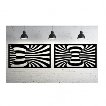 Set 2 decoratiuni perete Krodesign Spiral, negru, 25 x 45 x 1.5 cm foto