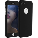 Husa Full Cover 360&deg; (fata + spate + geam sticla) pentru Apple iPhone 8, negru