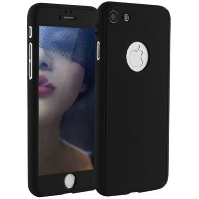 Husa Full Cover 360&amp;deg; (fata + spate + geam sticla) pentru Apple iPhone 8, negru foto