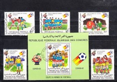 A12 S4 5 - Timbre si colita foarte vechi - Comore - fotbal - Spania 1982