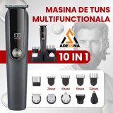 Kit tuns barba si par 5in1 Adessna, 10.000 rpm, Indicator digital baterie, 4 capete detasabile, Negru