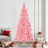 vidaXL Brad de Crăciun cu 300 LED cu suport Roz 240 cm PVC 3396447